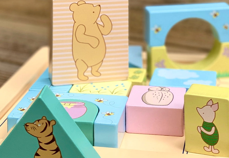 Classic Winnie the Pooh wooden block puzzle toy lifestyle