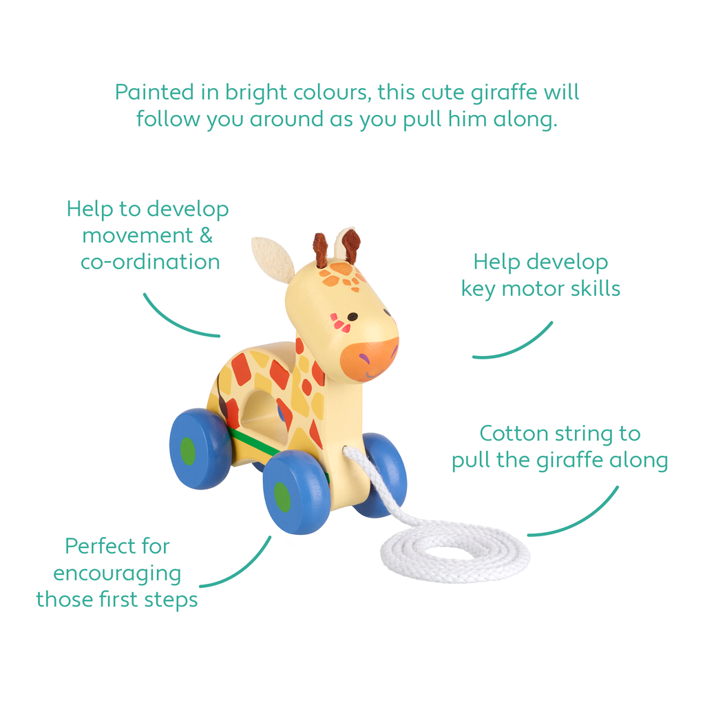 Wooden giraffe top pull toy