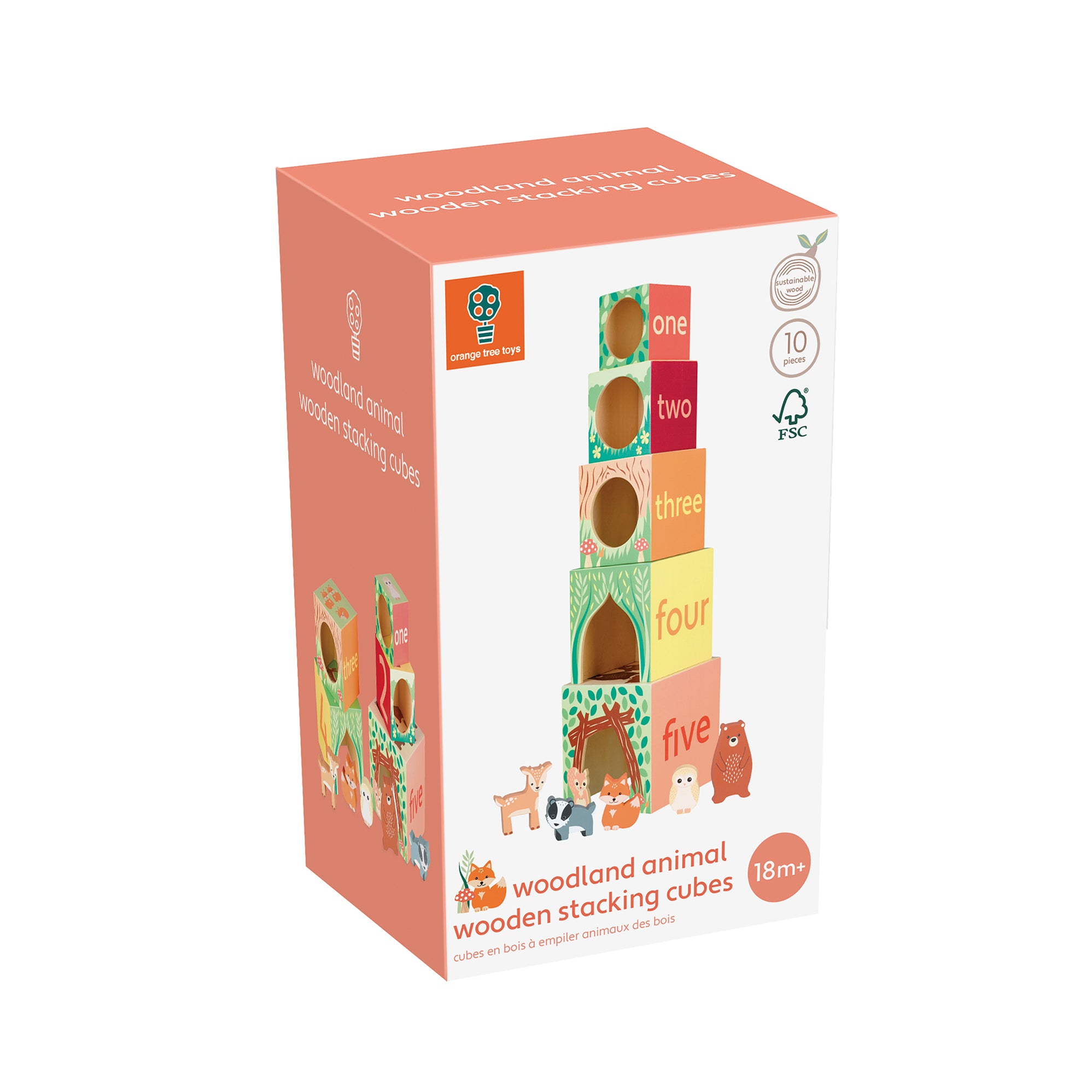 Stacking Tree Woodland Animal Stacking Cubes– Orange Tree Toys
