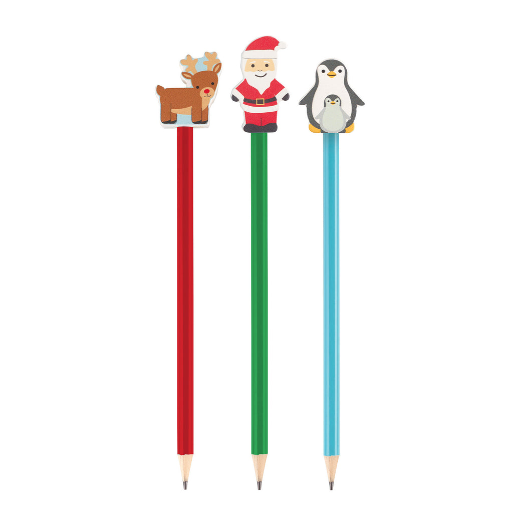 Pack of three Christmas wooden pencils