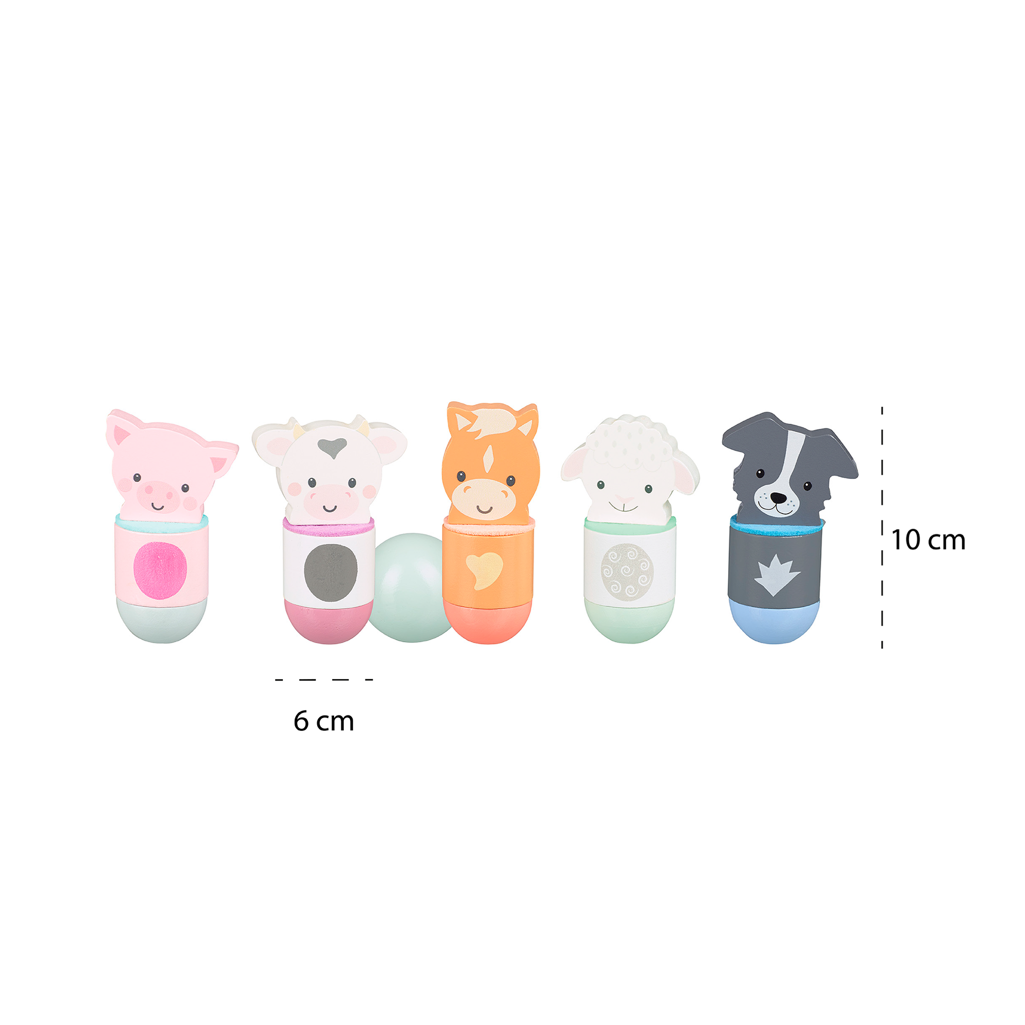 Orange Tree Toys London – Gioco Dei Birilli In Legno Per Bambini, 6 Pezzi Colorati Con 2 Palline, Vernice Atossica, Dai 3 Anni