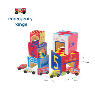 Emergency Services Wooden Stacking Cubes– Orange Tree Toys