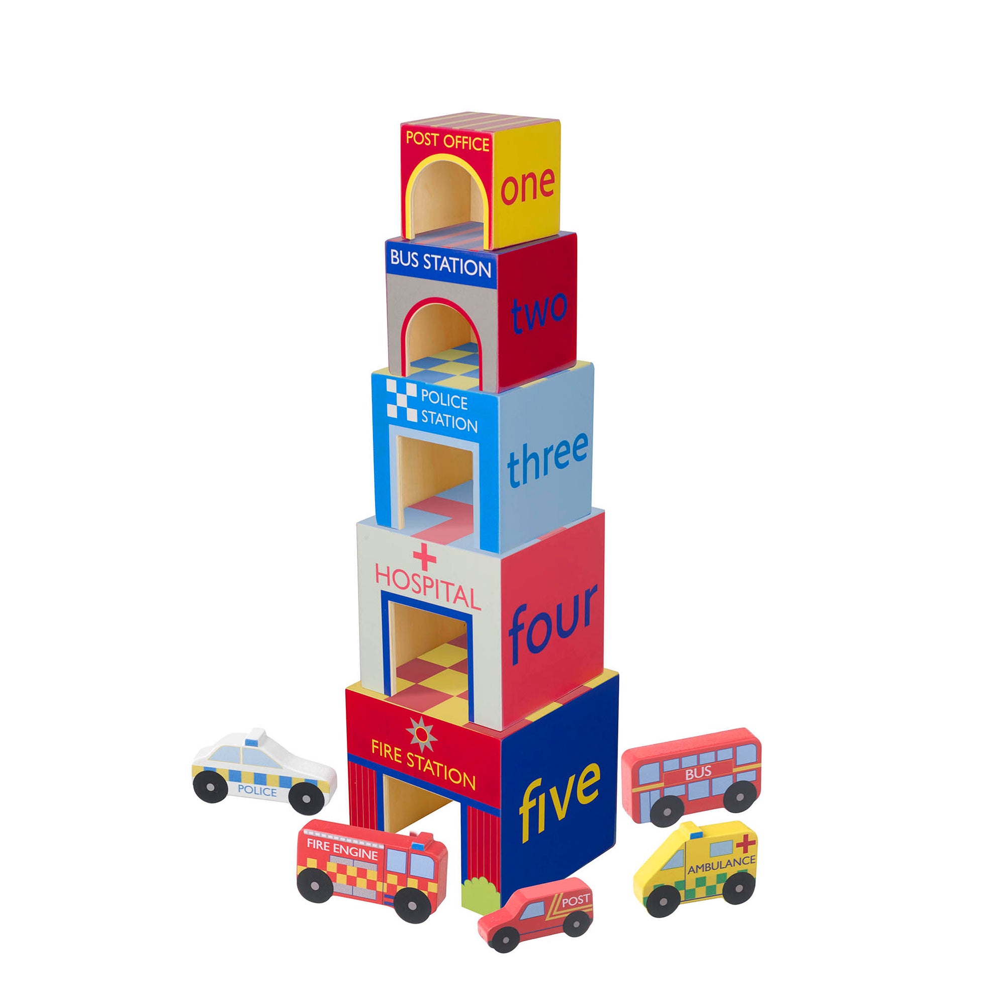 Emergency Services Wooden Stacking Cubes– Orange Tree Toys